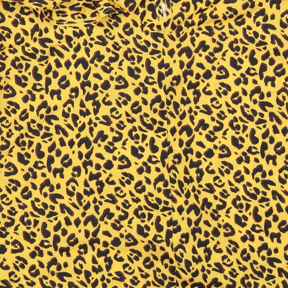 Savida` Womens Yellow Animal Print  Tunic Blouse Size XS
