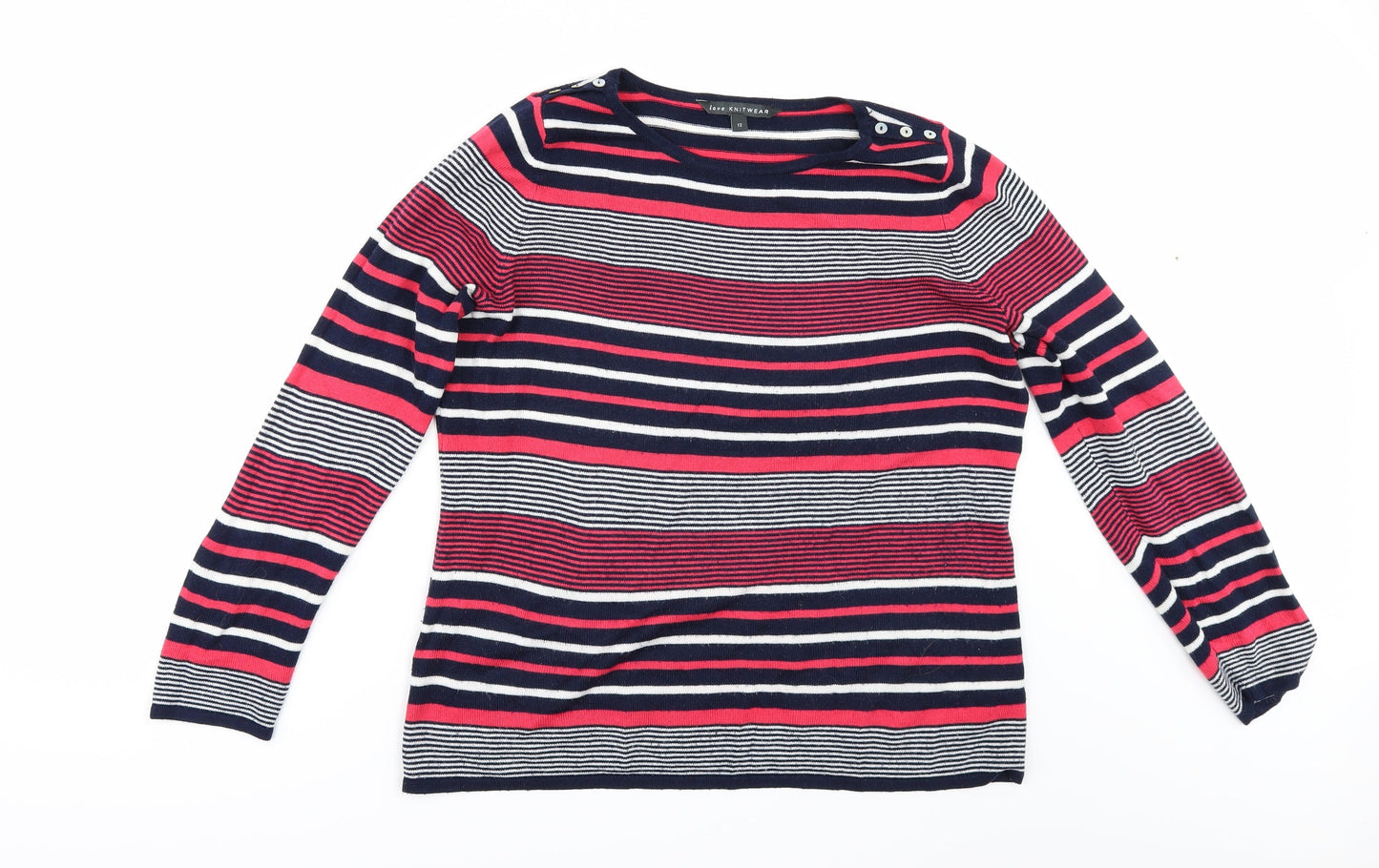 Love knitwear Womens Multicoloured Striped  Pullover Jumper Size 12