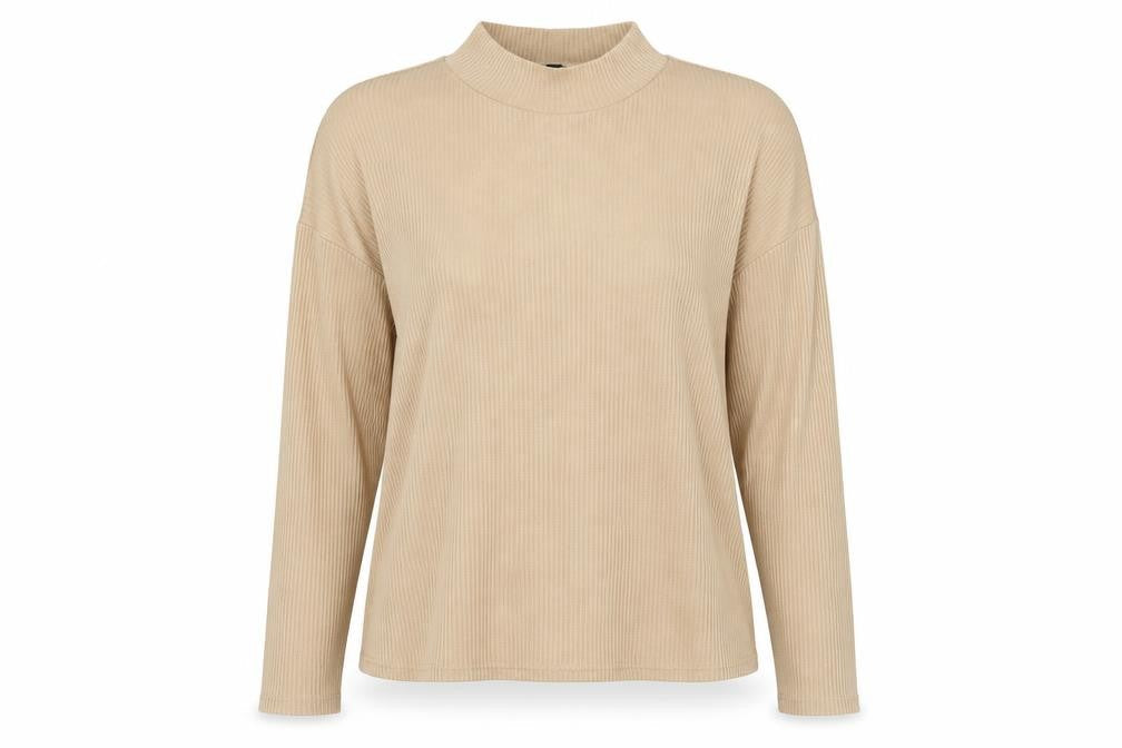 Front view of Divided by H&M women’s beige jumper, size M