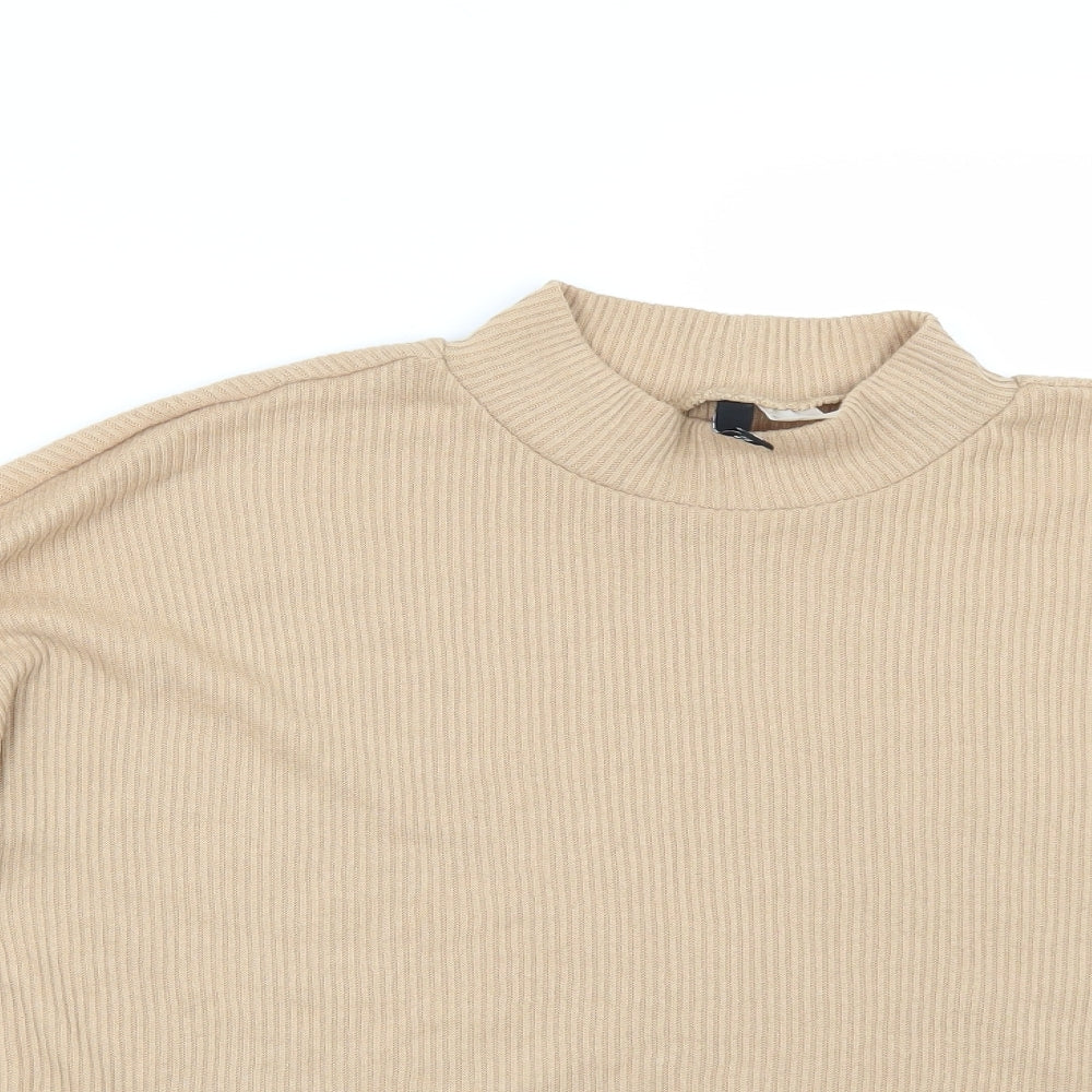 Close-up detail of Divided by H&M women’s beige jumper, size M