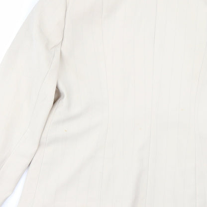 Brand and care label for Liquid women’s beige striped jacket suit jacket, size UK 14
