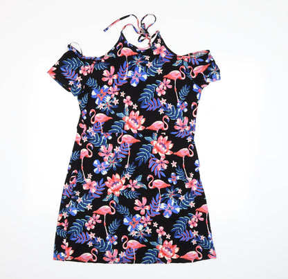 Peacocks Womens Black Floral  Shift  Size 12