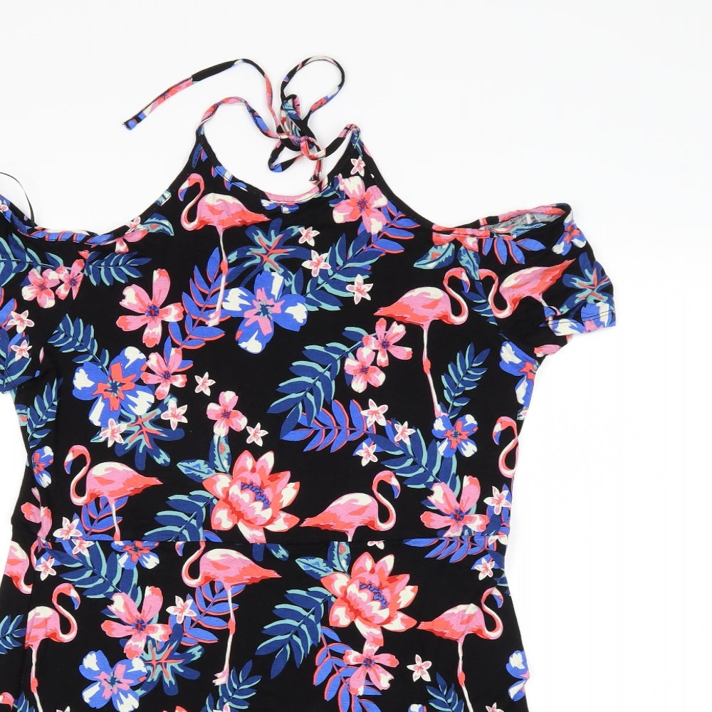 Peacocks Womens Black Floral  Shift  Size 12