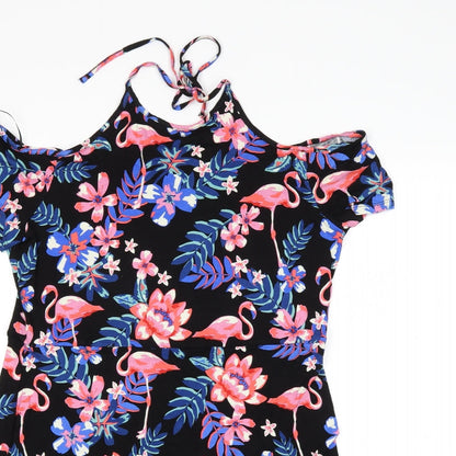 Peacocks Womens Black Floral  Shift  Size 12