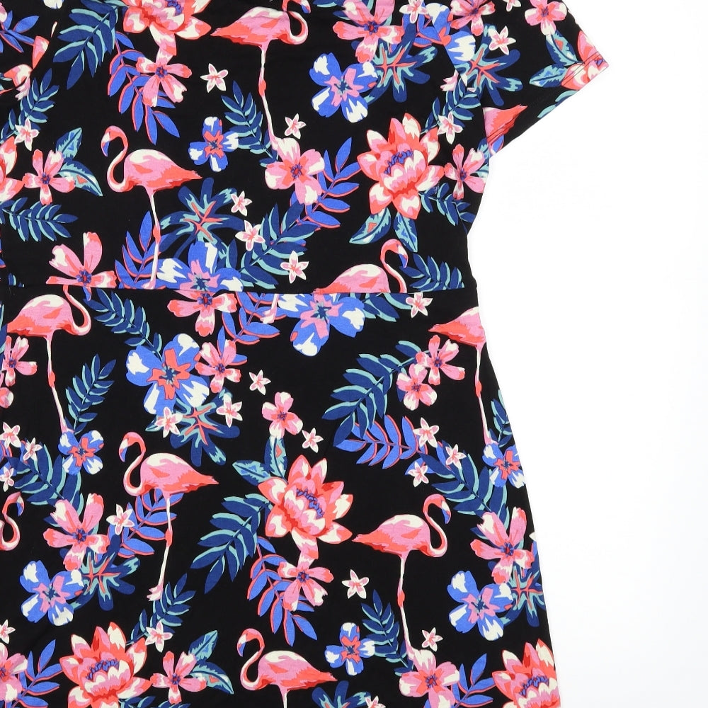 Peacocks Womens Black Floral  Shift  Size 12