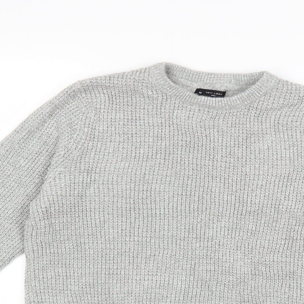 New Look Mens Grey  Knit Pullover Jumper Size M