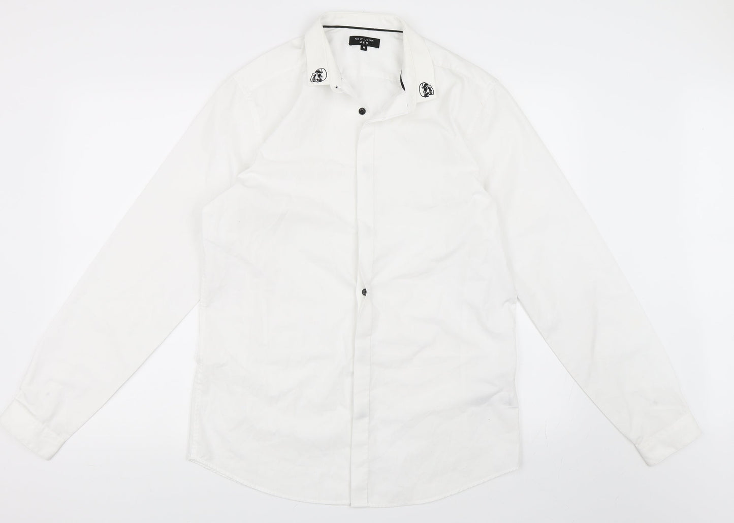 Mens UK Size M New Look White  Button-Up Long Sleeve Casual Shirt