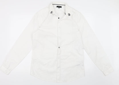 Mens UK Size M New Look White  Button-Up Long Sleeve Casual Shirt