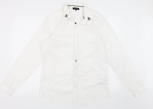 Mens UK Size M New Look White  Button-Up Long Sleeve Casual Shirt