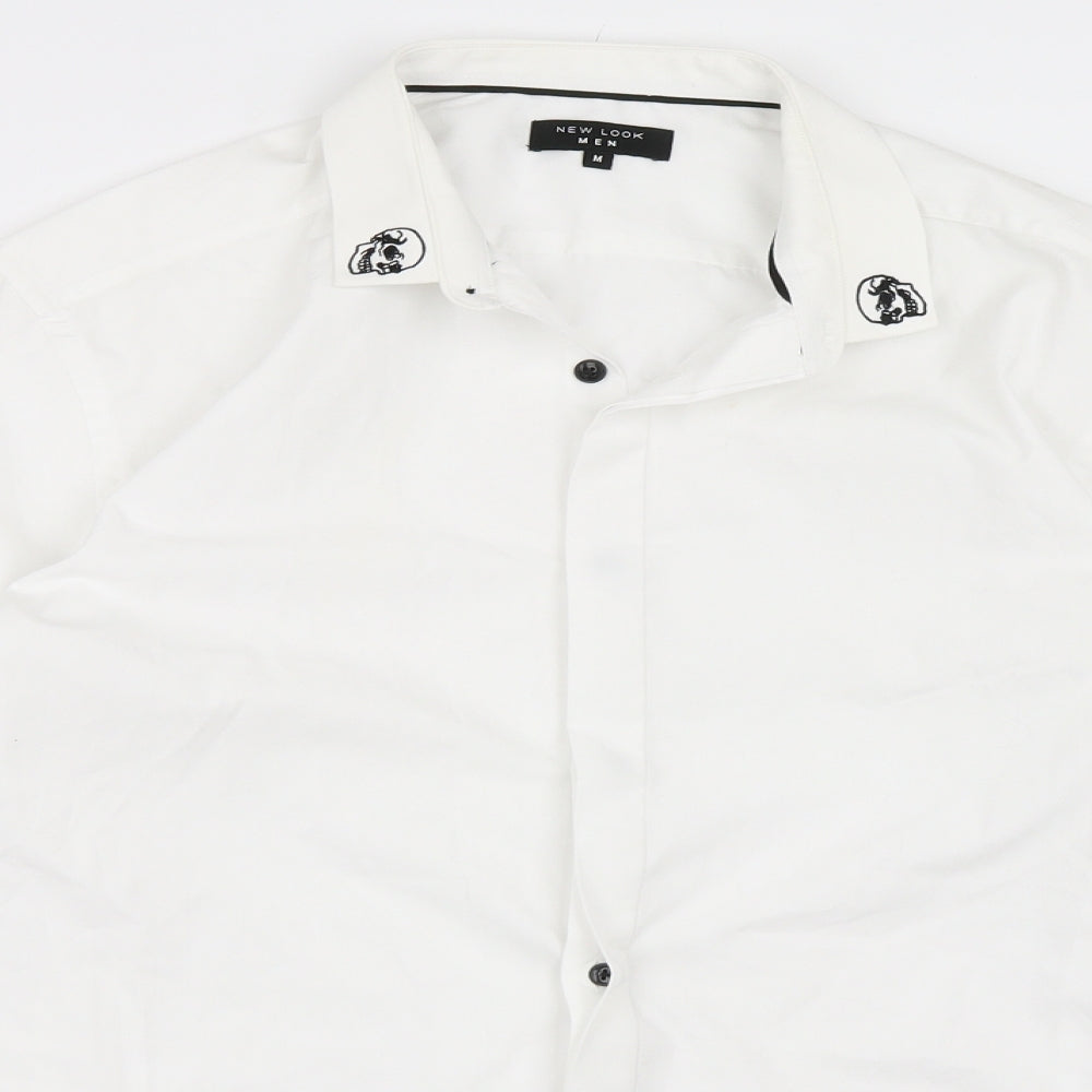 Mens UK Size M New Look White  Button-Up Long Sleeve Casual Shirt