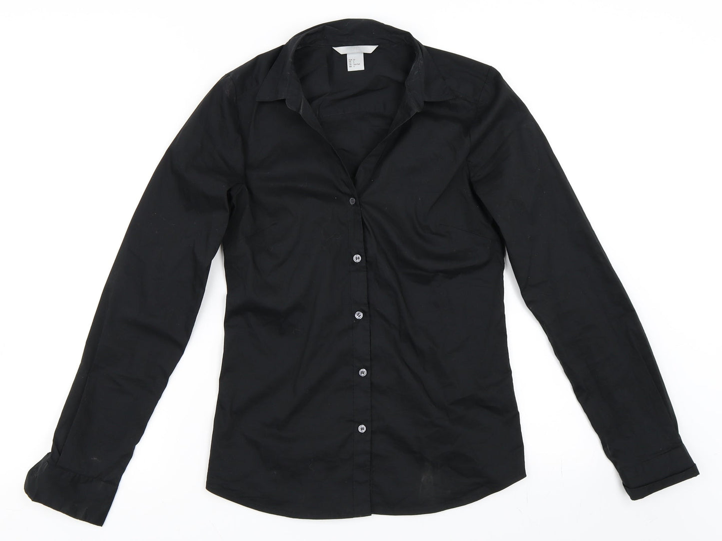 Womens UK Size 32 H&M Black Basic Button-Up