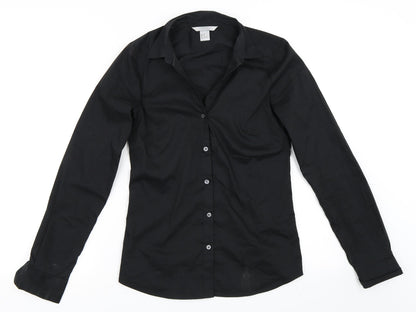 Womens UK Size 32 H&M Black Basic Button-Up