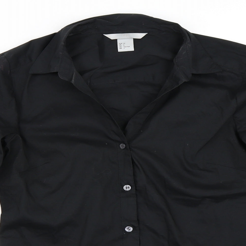 Womens UK Size 32 H&M Black Basic Button-Up