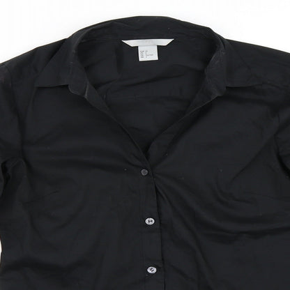 Womens UK Size 32 H&M Black Basic Button-Up