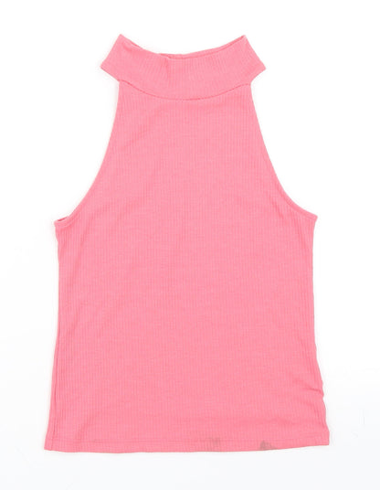 Additional front view of Pink Woman women’s pink basic tank, size S