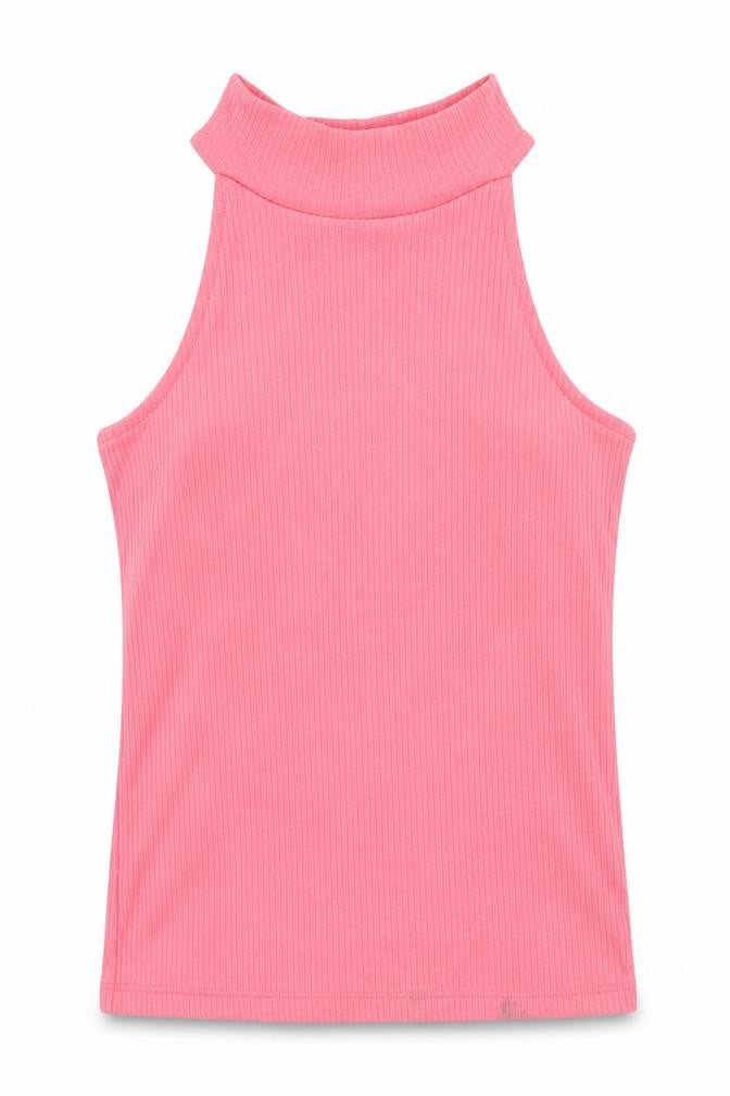 Front view of Pink Woman women’s pink basic tank, size S