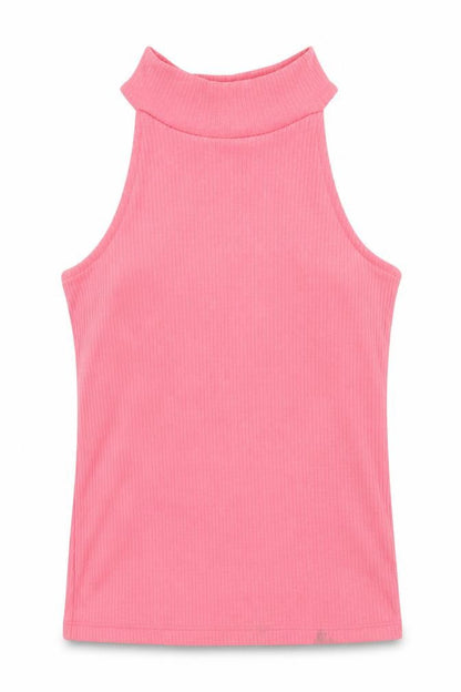 Front view of Pink Woman women’s pink basic tank, size S