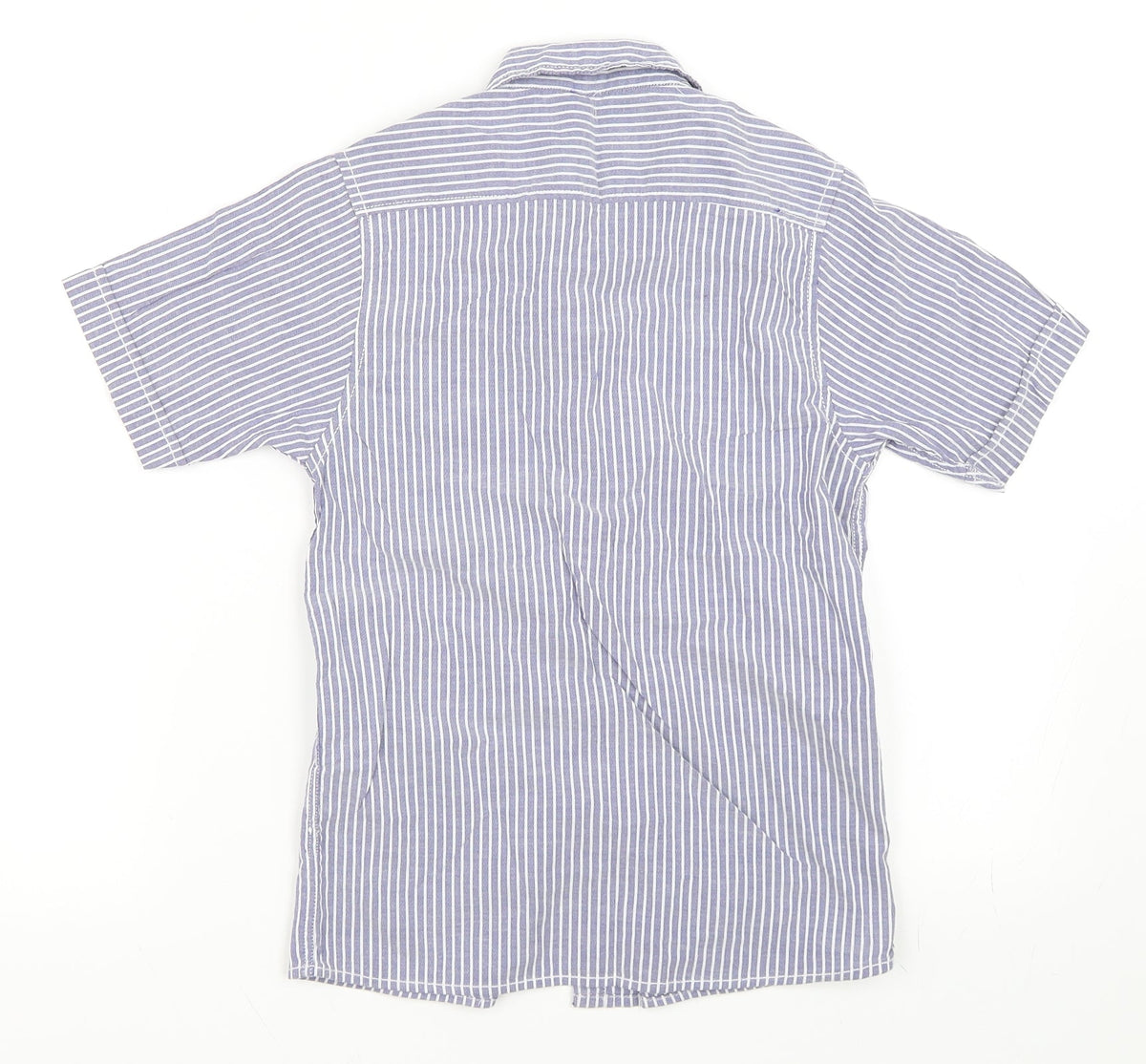 Back view of Rebel boys’ blue striped basic button-up, size 9-10, years