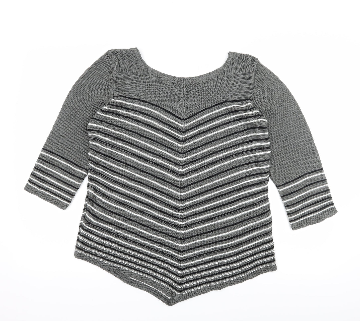 Simply Stock Shop Womens Grey Striped Knit Pullover Jumper Size L