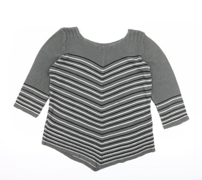 Simply Stock Shop Womens Grey Striped Knit Pullover Jumper Size L