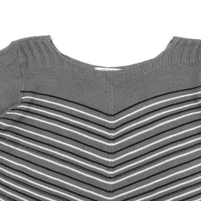Simply Stock Shop Womens Grey Striped Knit Pullover Jumper Size L