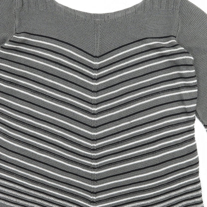 Simply Stock Shop Womens Grey Striped Knit Pullover Jumper Size L