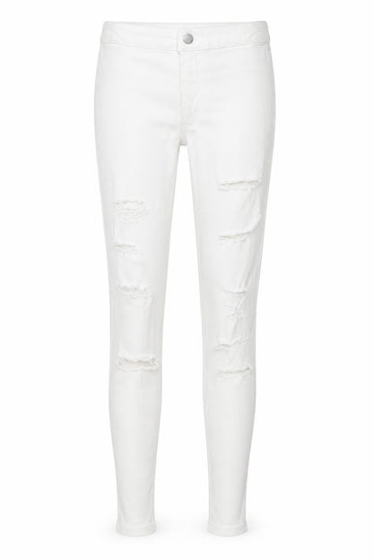 Front view of Topshop women’s white denim skinny jeans, size UK 28, in, 32.5-inch leg