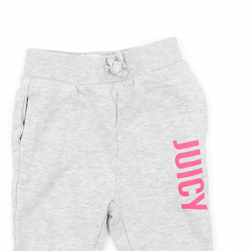 Juicy Couture Girls Grey Geometric Jersey Jogger Trousers Size 12 Months  - Juicy