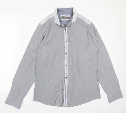 Riverisland Mens Blue Striped   Button-Up Size M