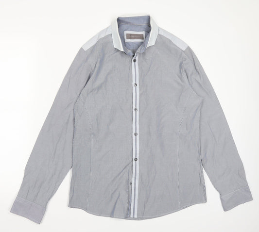 Riverisland Mens Blue Striped   Button-Up Size M