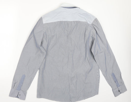 Riverisland Mens Blue Striped   Button-Up Size M