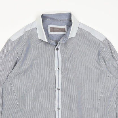 Riverisland Mens Blue Striped   Button-Up Size M