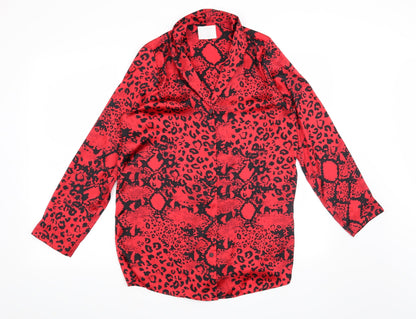 Time To Dream Womens Red Animal Print  Top Pyjama Top Size 8