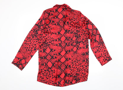 Time To Dream Womens Red Animal Print  Top Pyjama Top Size 8