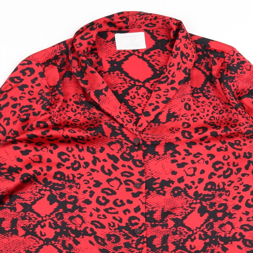 Time To Dream Womens Red Animal Print  Top Pyjama Top Size 8