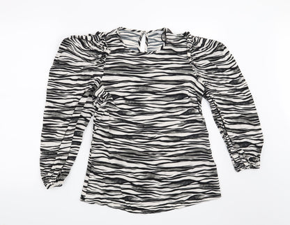 Papaya Womens White Animal Print  Basic Blouse Size 8