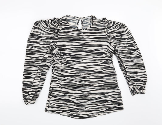 Papaya Womens White Animal Print  Basic Blouse Size 8