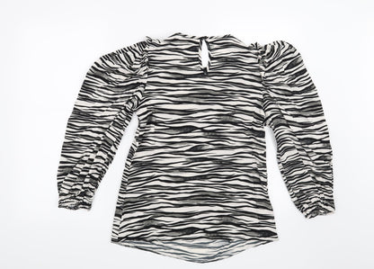 Papaya Womens White Animal Print  Basic Blouse Size 8