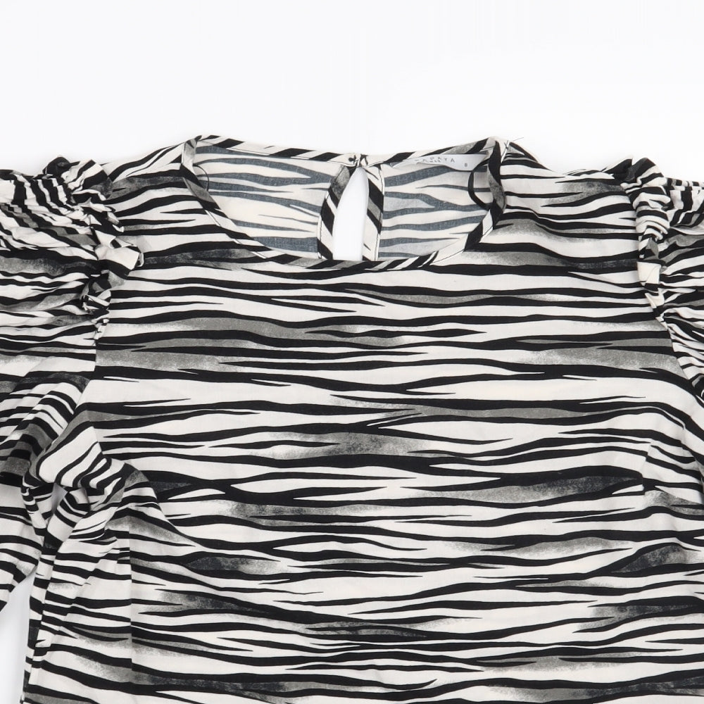 Papaya Womens White Animal Print  Basic Blouse Size 8