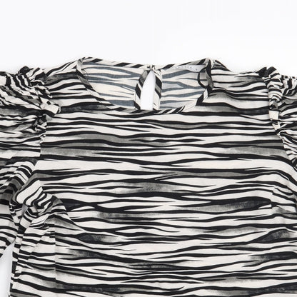 Papaya Womens White Animal Print  Basic Blouse Size 8