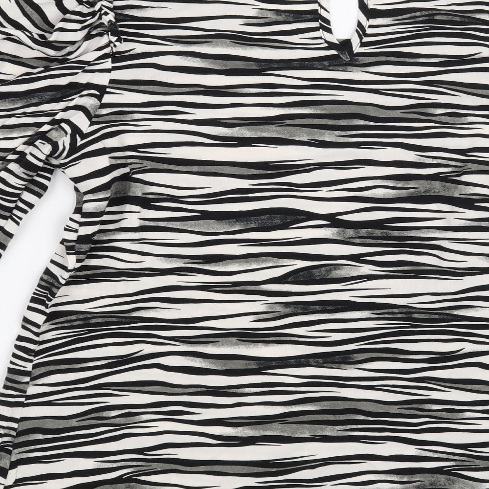 Papaya Womens White Animal Print  Basic Blouse Size 8