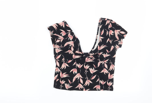 FOREVER 21 Womens Black Floral  Basic T-Shirt Size M