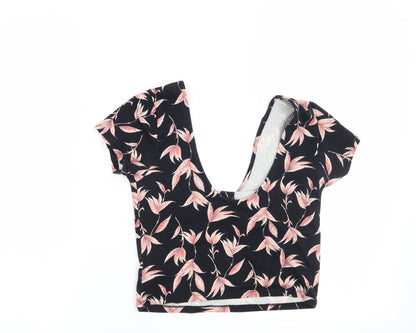 FOREVER 21 Womens Black Floral  Basic T-Shirt Size M