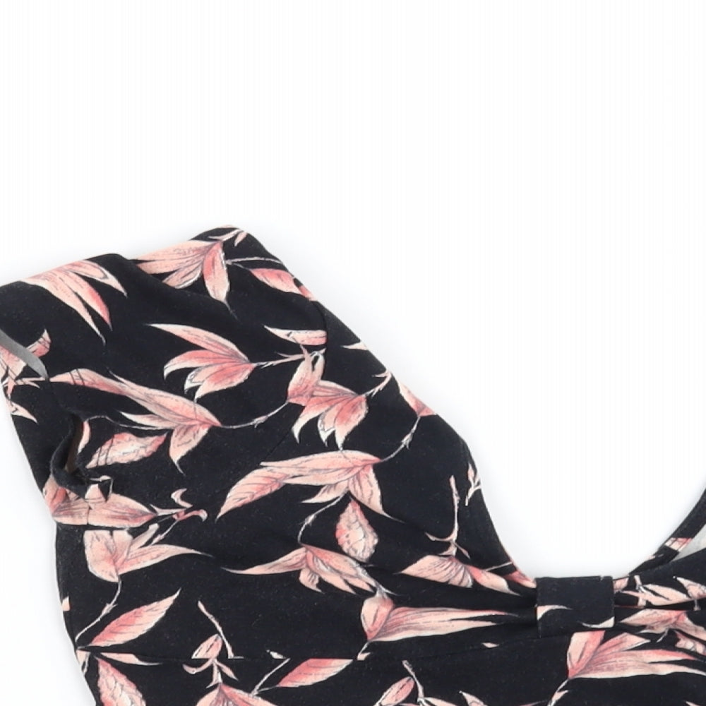 FOREVER 21 Womens Black Floral  Basic T-Shirt Size M