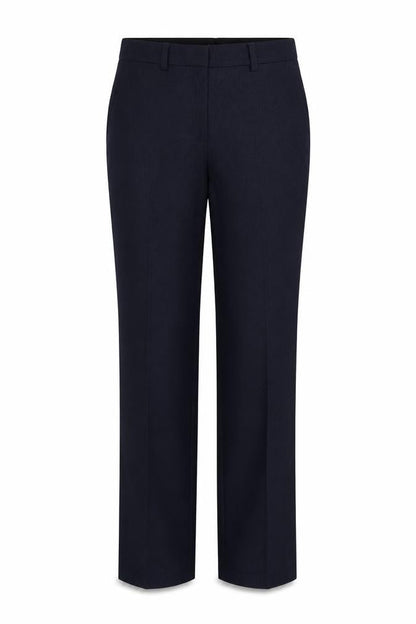 Front view of Preworn women’s blue dress pants trousers, size UK 8, 30-inch leg