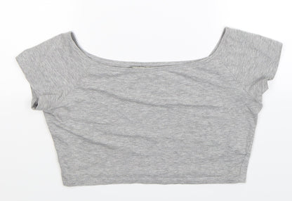 Womens UK Size 16 Atmosphere Grey Cropped T-Shirt