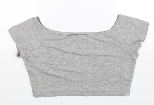Womens UK Size 16 Atmosphere Grey Cropped T-Shirt