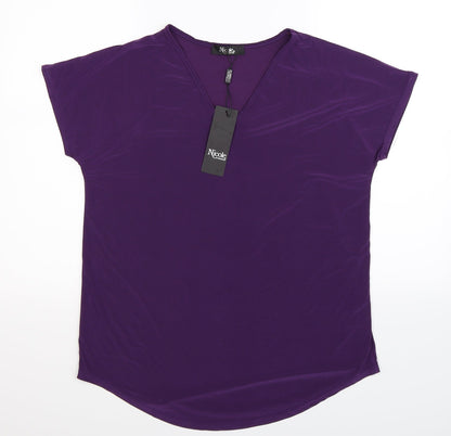 Womens UK Size S Nicole Purple Basic Blouse