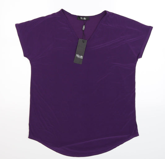Womens UK Size S Nicole Purple Basic Blouse