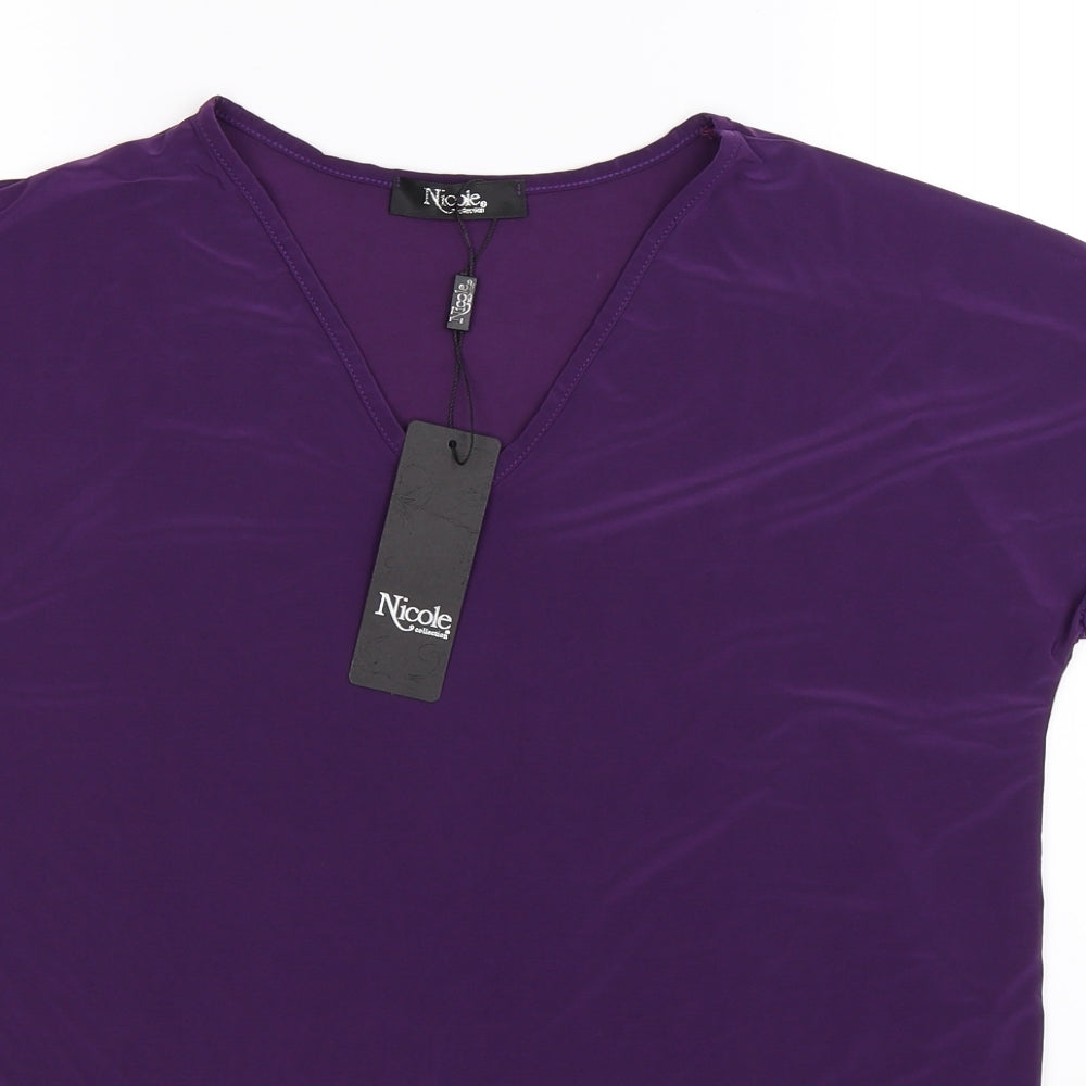 Womens UK Size S Nicole Purple Basic Blouse